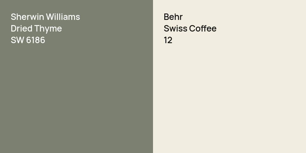 Sherwin Williams Dried Thyme vs. Behr Swiss Coffee