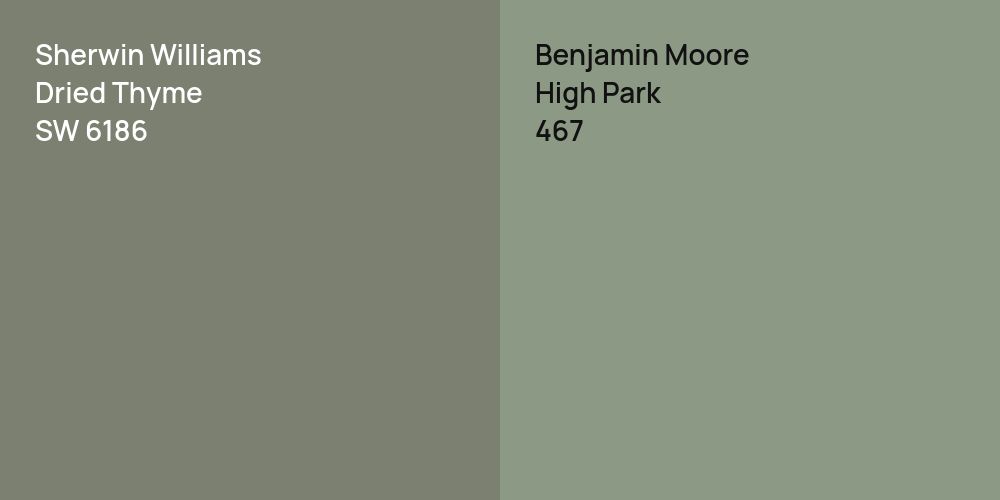 Sherwin Williams Dried Thyme vs. Benjamin Moore High Park