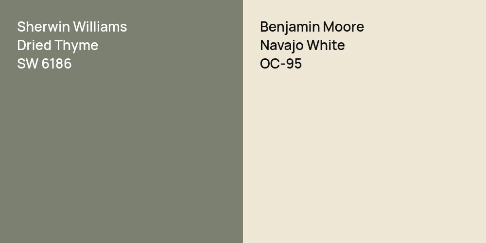 Sherwin Williams Dried Thyme vs. Benjamin Moore Navajo White