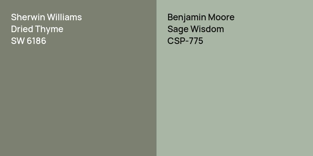 Sherwin Williams Dried Thyme vs. Benjamin Moore Sage Wisdom