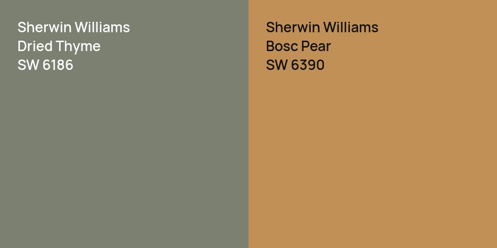 Sherwin Williams Dried Thyme vs. Sherwin Williams Bosc Pear