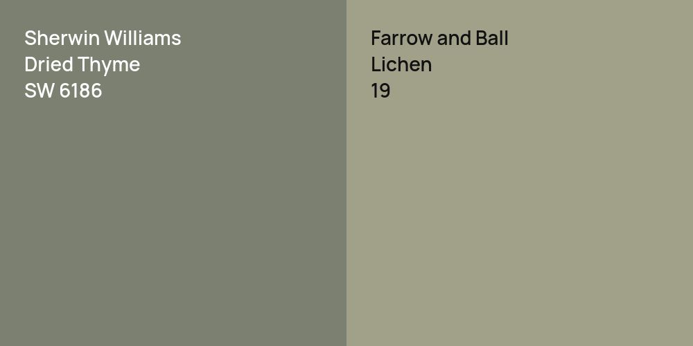 Sherwin Williams Dried Thyme vs. Farrow and Ball Lichen