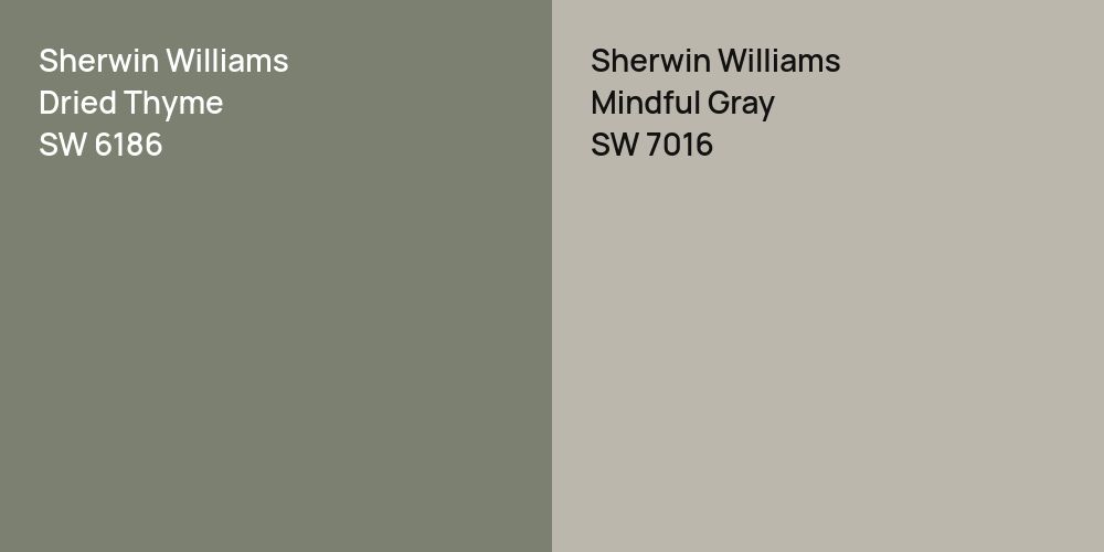 Sherwin Williams Dried Thyme vs. Sherwin Williams Mindful Gray