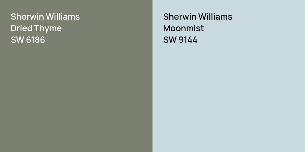 Sherwin Williams Dried Thyme vs. Sherwin Williams Moonmist