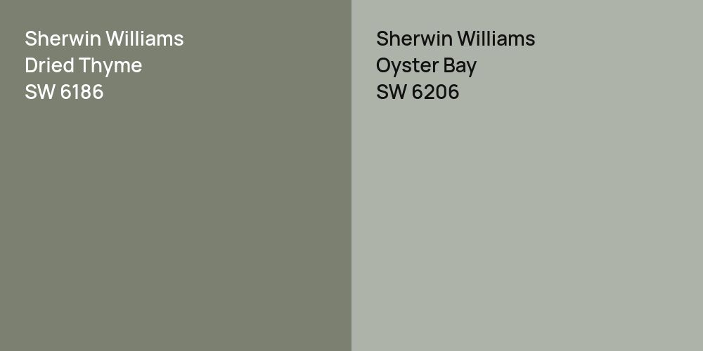 Sherwin Williams Dried Thyme vs. Sherwin Williams Oyster Bay