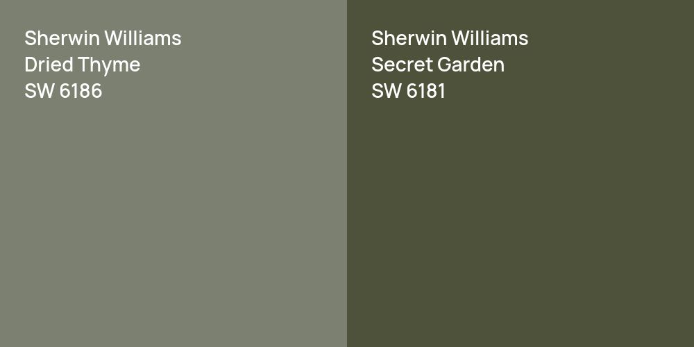 Sherwin Williams Dried Thyme vs. Sherwin Williams Secret Garden