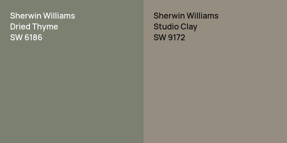 Sherwin Williams Dried Thyme vs. Sherwin Williams Studio Clay