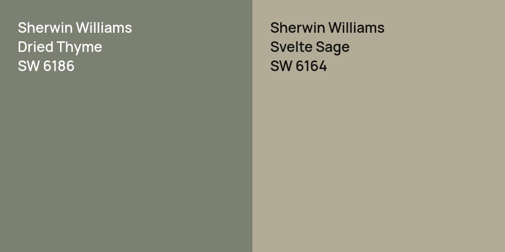 Sherwin Williams Dried Thyme vs. Sherwin Williams Svelte Sage