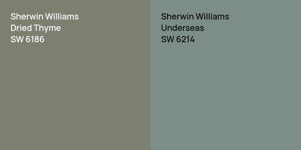 Sherwin Williams Dried Thyme vs. Sherwin Williams Underseas