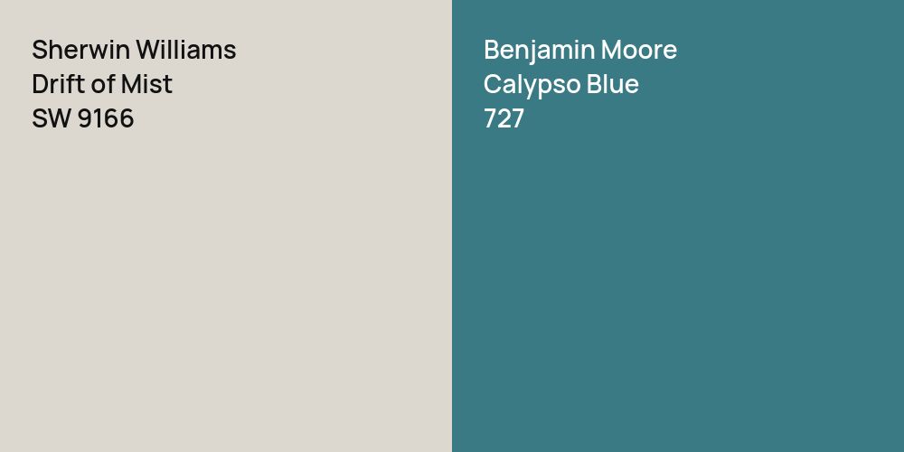 Sherwin Williams Drift of Mist vs. Benjamin Moore Calypso Blue