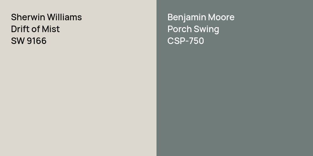 Sherwin Williams Drift of Mist vs. Benjamin Moore Porch Swing