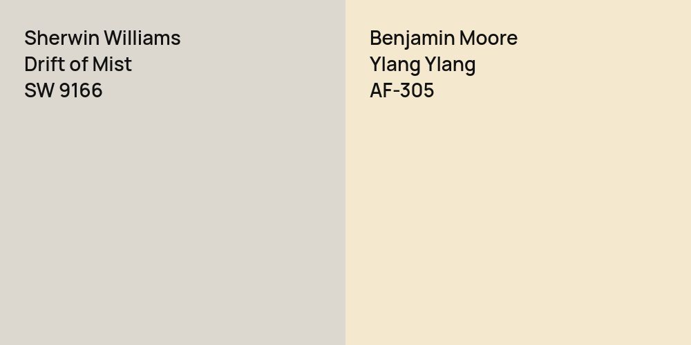 Sherwin Williams Drift of Mist vs. Benjamin Moore Ylang Ylang