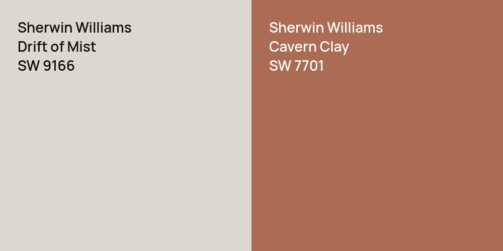 Sherwin Williams Drift of Mist vs. Sherwin Williams Cavern Clay