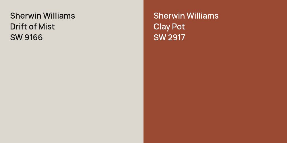 Sherwin Williams Drift of Mist vs. Sherwin Williams Clay Pot