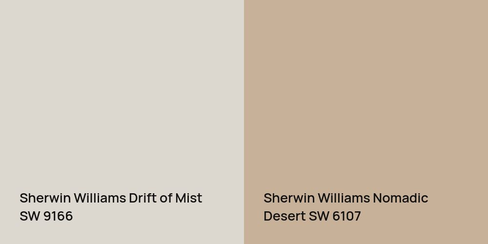 Sherwin Williams Drift of Mist vs. Sherwin Williams Nomadic Desert