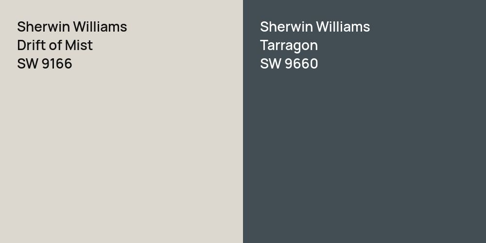 Sherwin Williams Drift of Mist vs. Sherwin Williams Tarragon