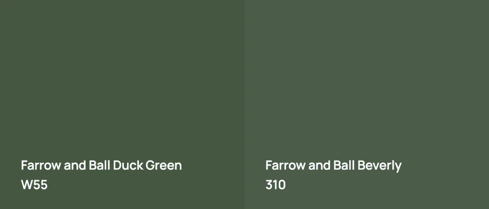 Farrow and Ball Duck Green W55 vs Farrow and Ball Beverly 310
