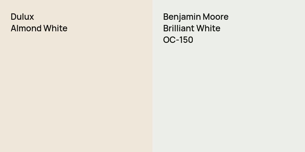 Dulux Almond White vs. Benjamin Moore Brilliant White