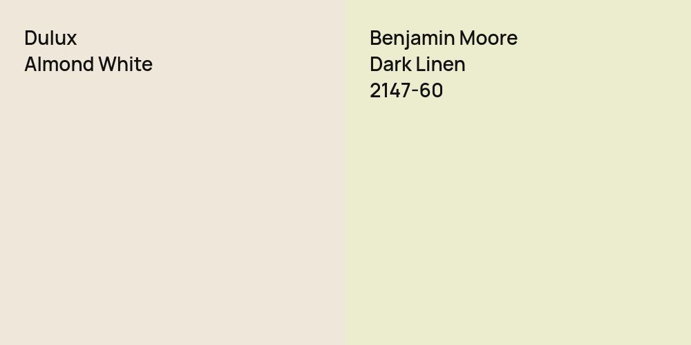 Dulux Almond White vs. Benjamin Moore Dark Linen