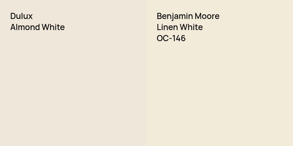 Dulux Almond White vs. Benjamin Moore Linen White