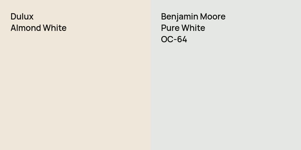 Dulux Almond White vs. Benjamin Moore Pure White