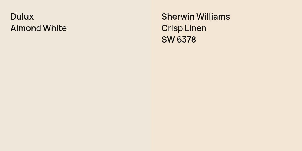 Dulux Almond White vs. Sherwin Williams Crisp Linen