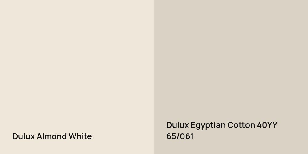 Dulux Almond White vs. Dulux Egyptian Cotton