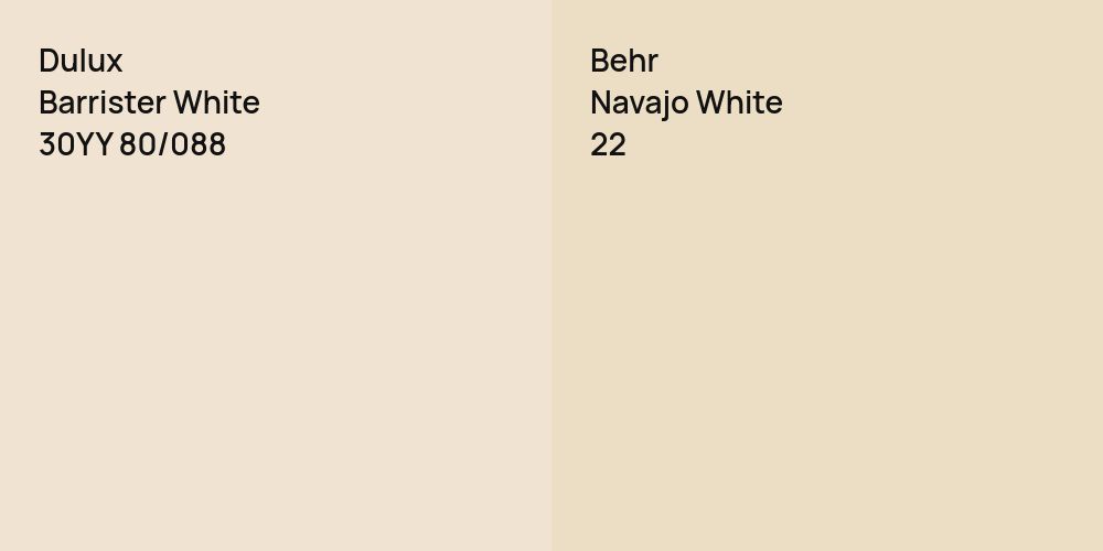 Dulux Barrister White vs. Behr Navajo White