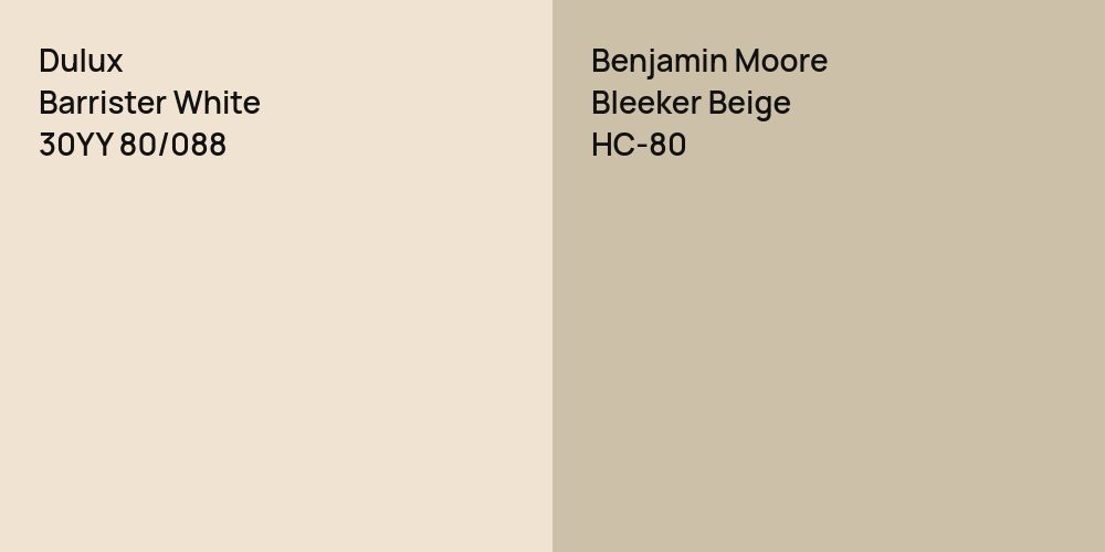 Dulux Barrister White vs. Benjamin Moore Bleeker Beige