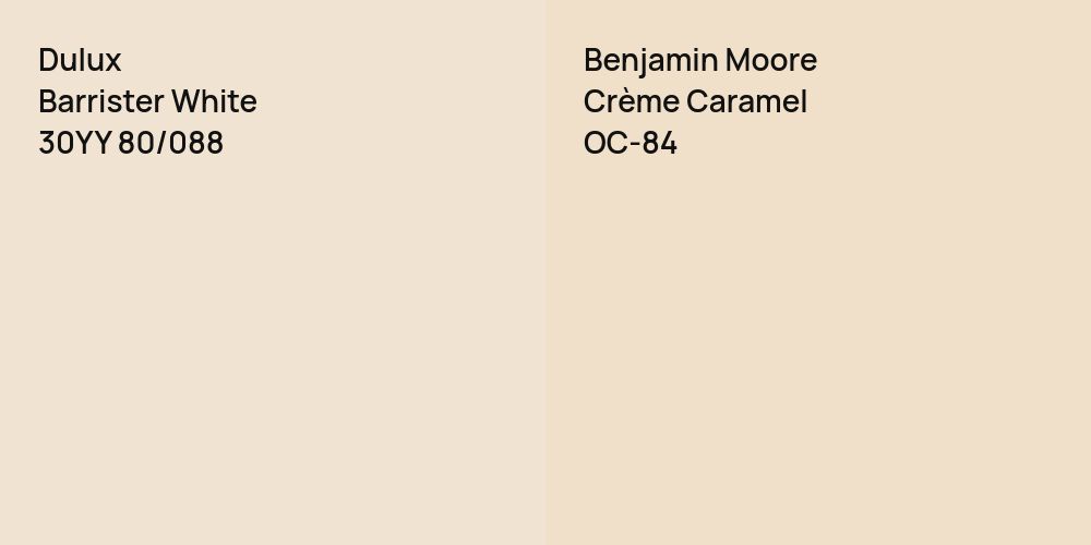 Dulux Barrister White vs. Benjamin Moore Crème Caramel