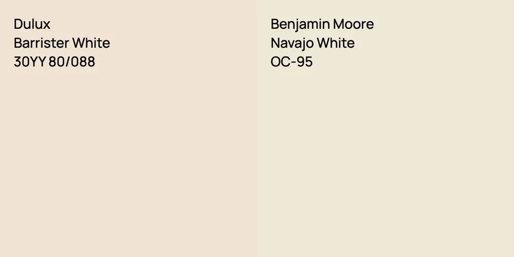 Dulux Barrister White vs. Benjamin Moore Navajo White