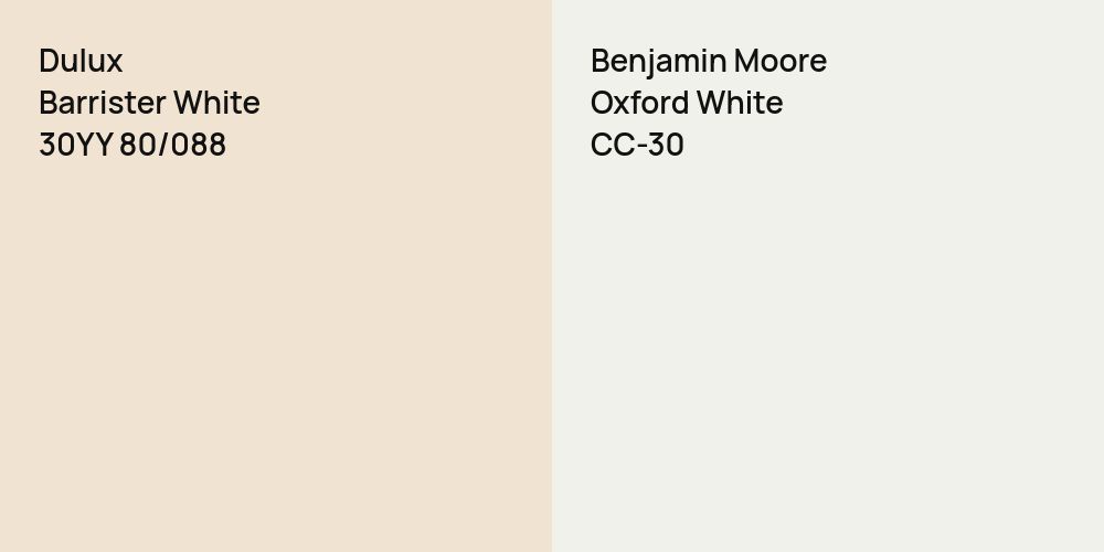 Dulux Barrister White vs. Benjamin Moore Oxford White