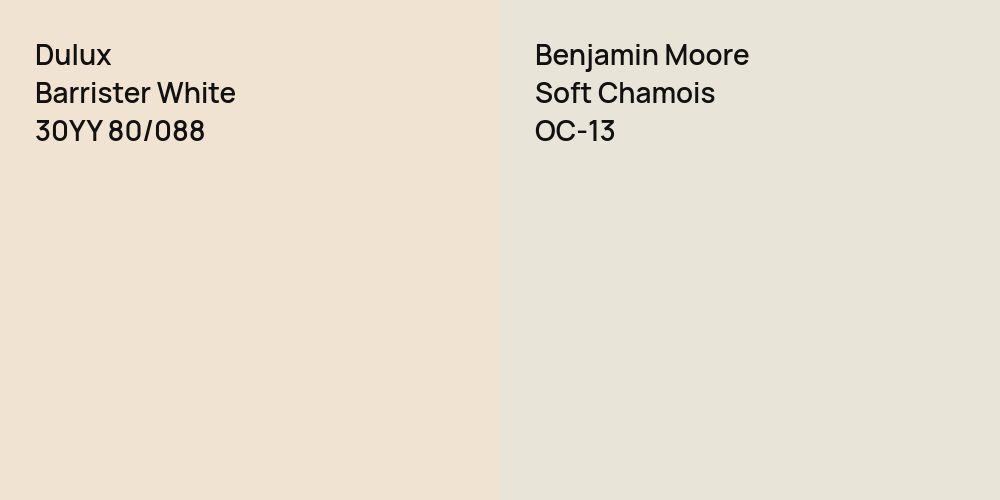 Dulux Barrister White vs. Benjamin Moore Soft Chamois