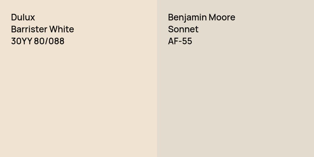 Dulux Barrister White vs. Benjamin Moore Sonnet