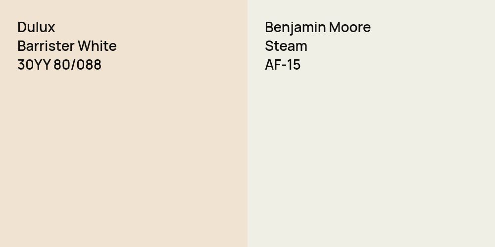 Dulux Barrister White vs. Benjamin Moore Steam