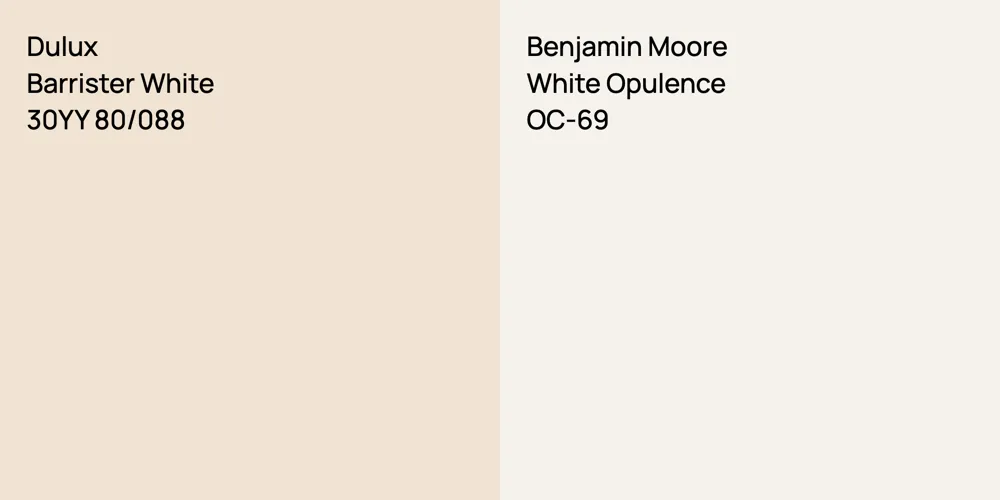 Dulux Barrister White vs. Benjamin Moore White Opulence