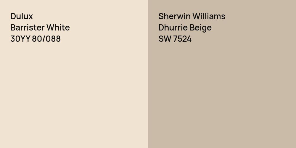 Dulux Barrister White vs. Sherwin Williams Dhurrie Beige