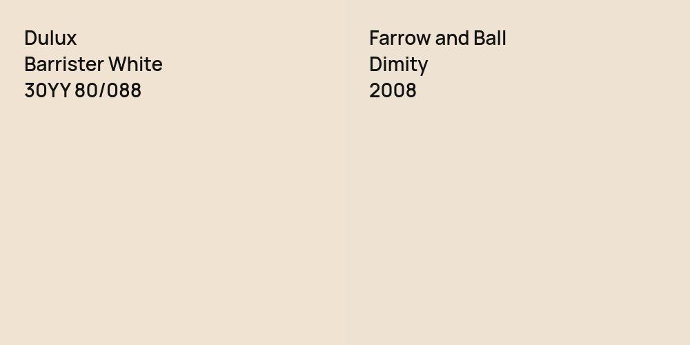 Dulux Barrister White vs. Farrow and Ball Dimity