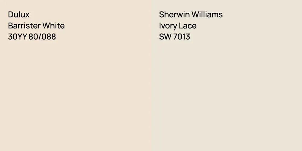 Dulux Barrister White vs. Sherwin Williams Ivory Lace