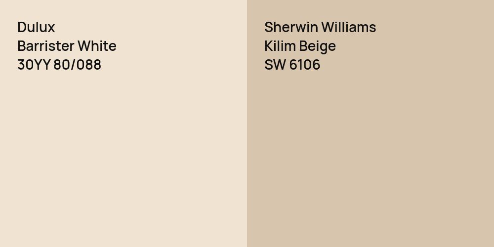 Dulux Barrister White vs. Sherwin Williams Kilim Beige