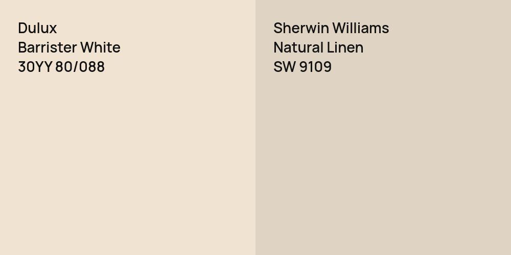 Dulux Barrister White vs. Sherwin Williams Natural Linen