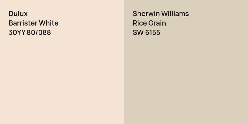 Dulux Barrister White vs. Sherwin Williams Rice Grain