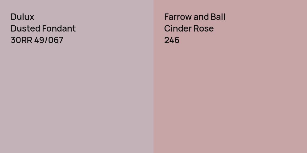 Dulux Dusted Fondant vs. Farrow and Ball Cinder Rose