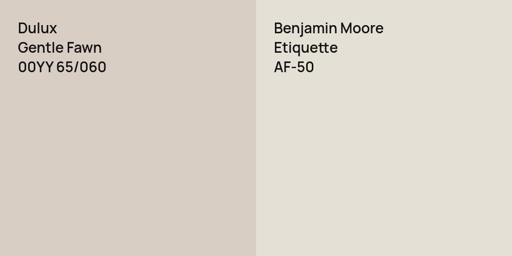 Dulux Gentle Fawn vs. Benjamin Moore Etiquette