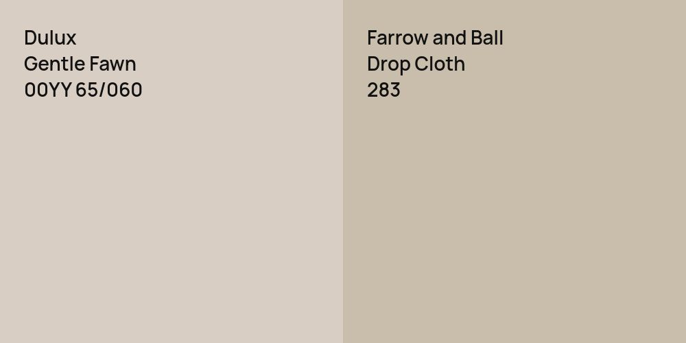 Dulux Gentle Fawn vs. Farrow and Ball Drop Cloth