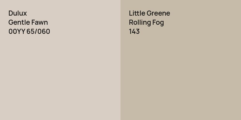 Dulux Gentle Fawn vs. Little Greene Rolling Fog