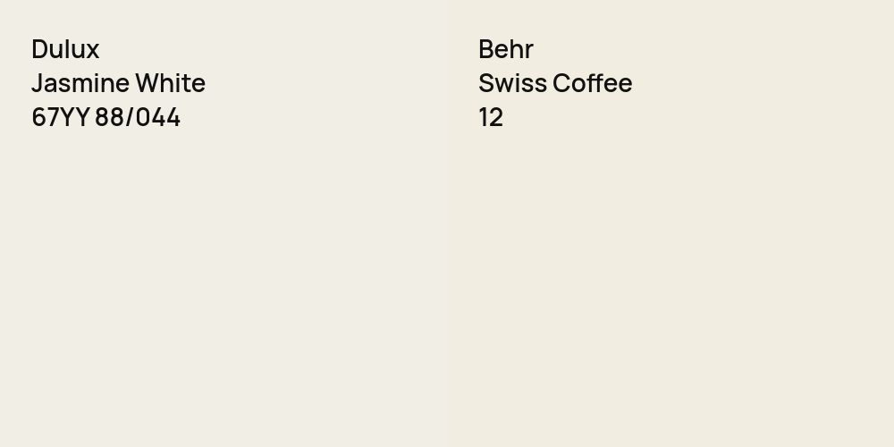 Dulux Jasmine White vs. Behr Swiss Coffee