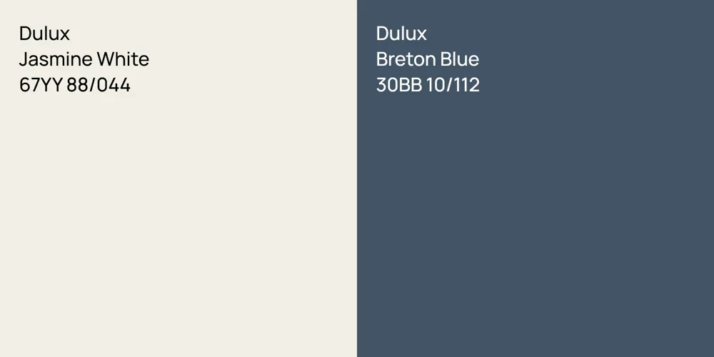 Dulux Jasmine White vs. Dulux Breton Blue comparison