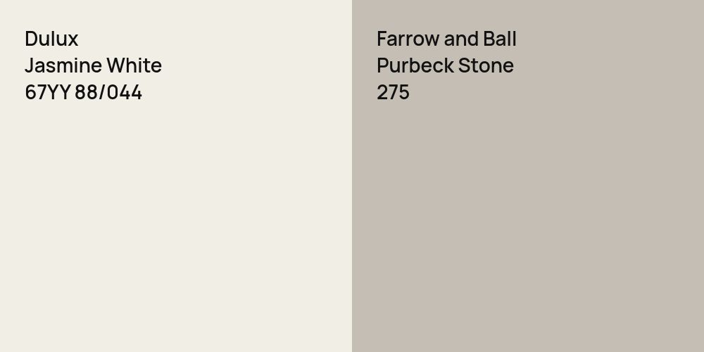 Dulux Jasmine White vs. Farrow and Ball Purbeck Stone