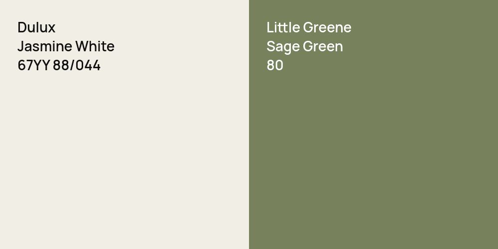 Dulux Jasmine White vs. Little Greene Sage Green